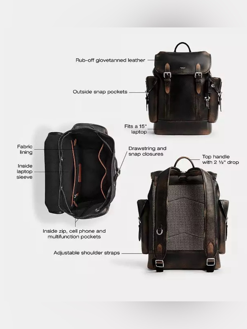 *pre-loved* COACH Hitch Backpack in Loved Leather - Picture 10 of 10